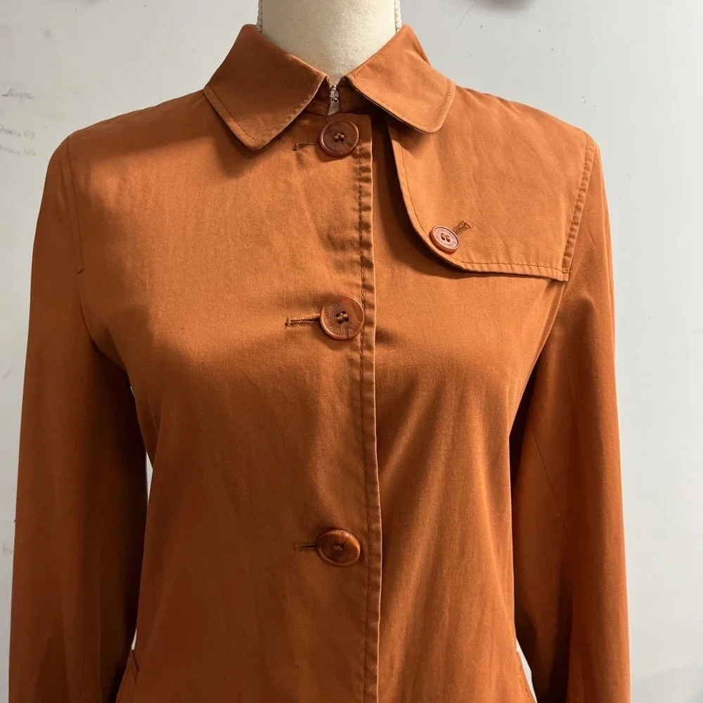 Burberry Josi Trench Coat Orange Nova Check Womens 4 Classic Preppy Old Money - Picture 12 of 16